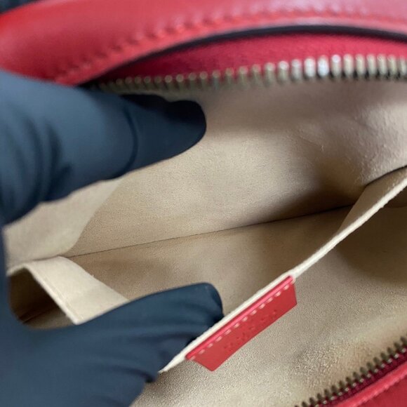 GUCCI Red Leather GG Marmont Shoulder Bag - Picture 9 of 9